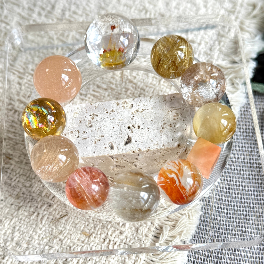"Autumn Kaleidoscope" — Multicolored Rutile, Rabbit Hair & Hematoid Quartz Bracelet