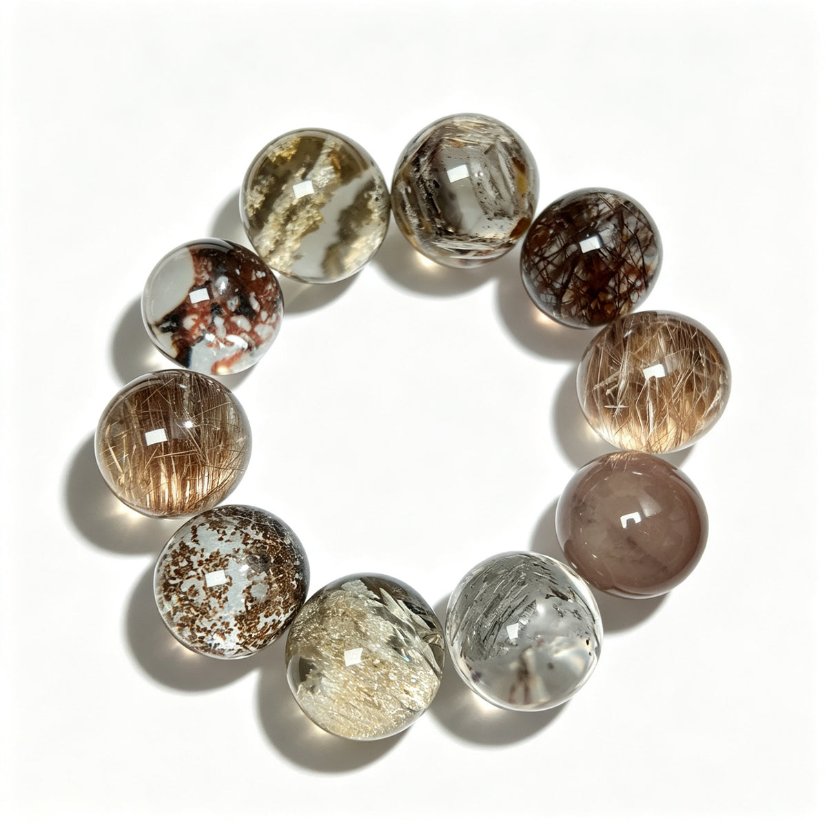 "Earth & Ember" — Curated Mixed Inclusion Quartz Bracelet