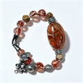 "Dark Zen" — Vintage Red Hematoid Smoky Quartz & Agarwood Bracelet