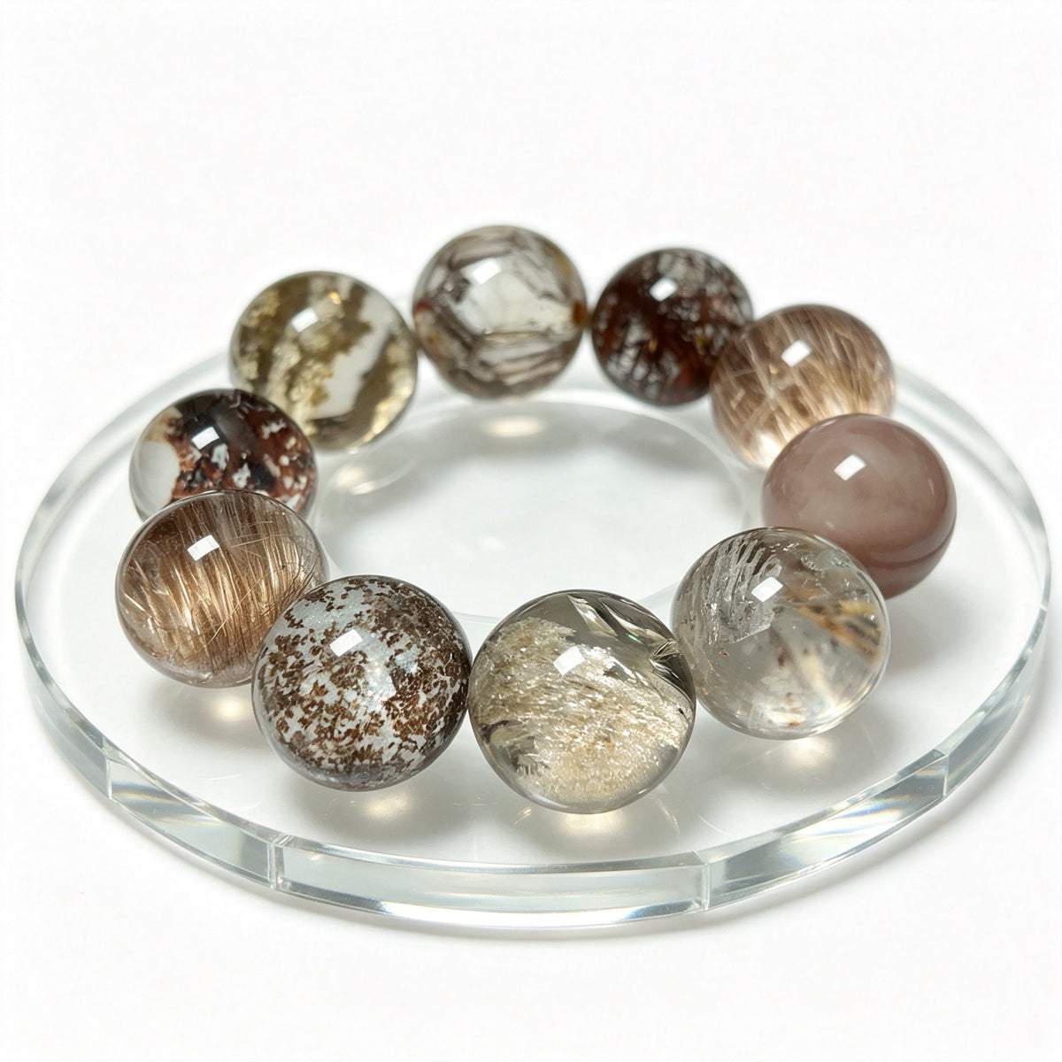 "Earth & Ember" — Curated Mixed Inclusion Quartz Bracelet
