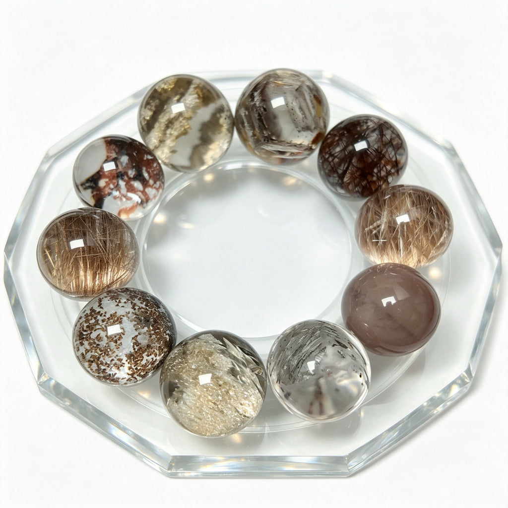 "Earth & Ember" — Curated Mixed Inclusion Quartz Bracelet