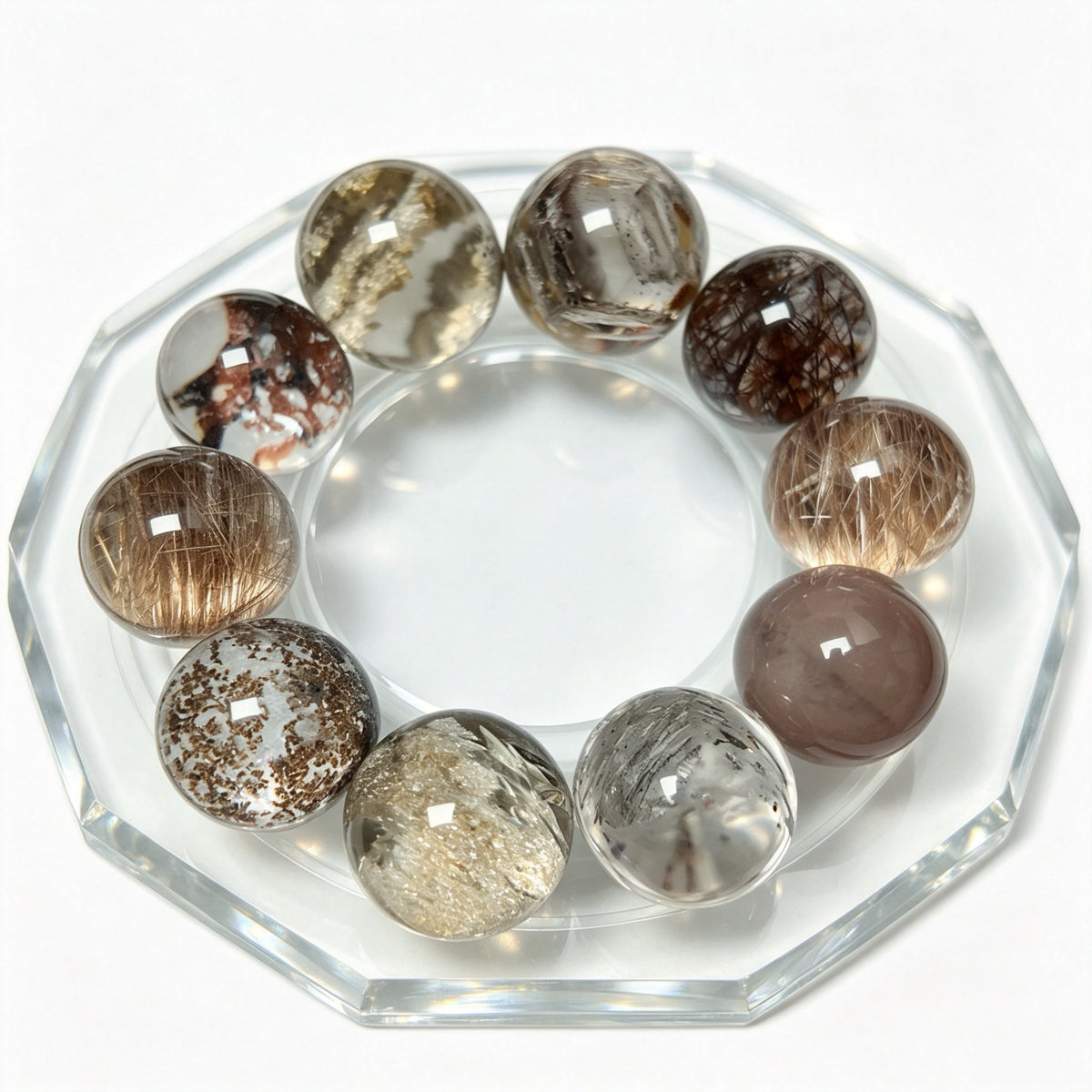 "Earth & Ember" — Curated Mixed Inclusion Quartz Bracelet