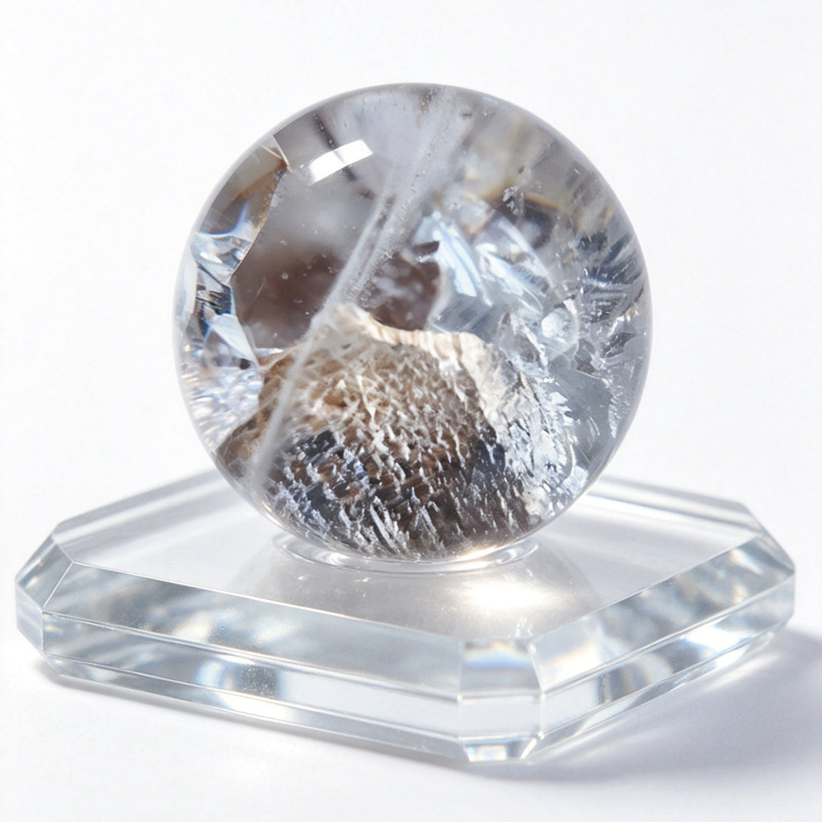 "Silver Sheen" Yellow Clay Skeletal Quartz Mountain Single Bead