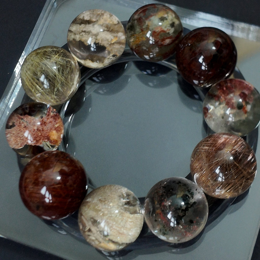 "Earth's Tapestry" — Curated Mixed Inclusion Quartz Bracelet