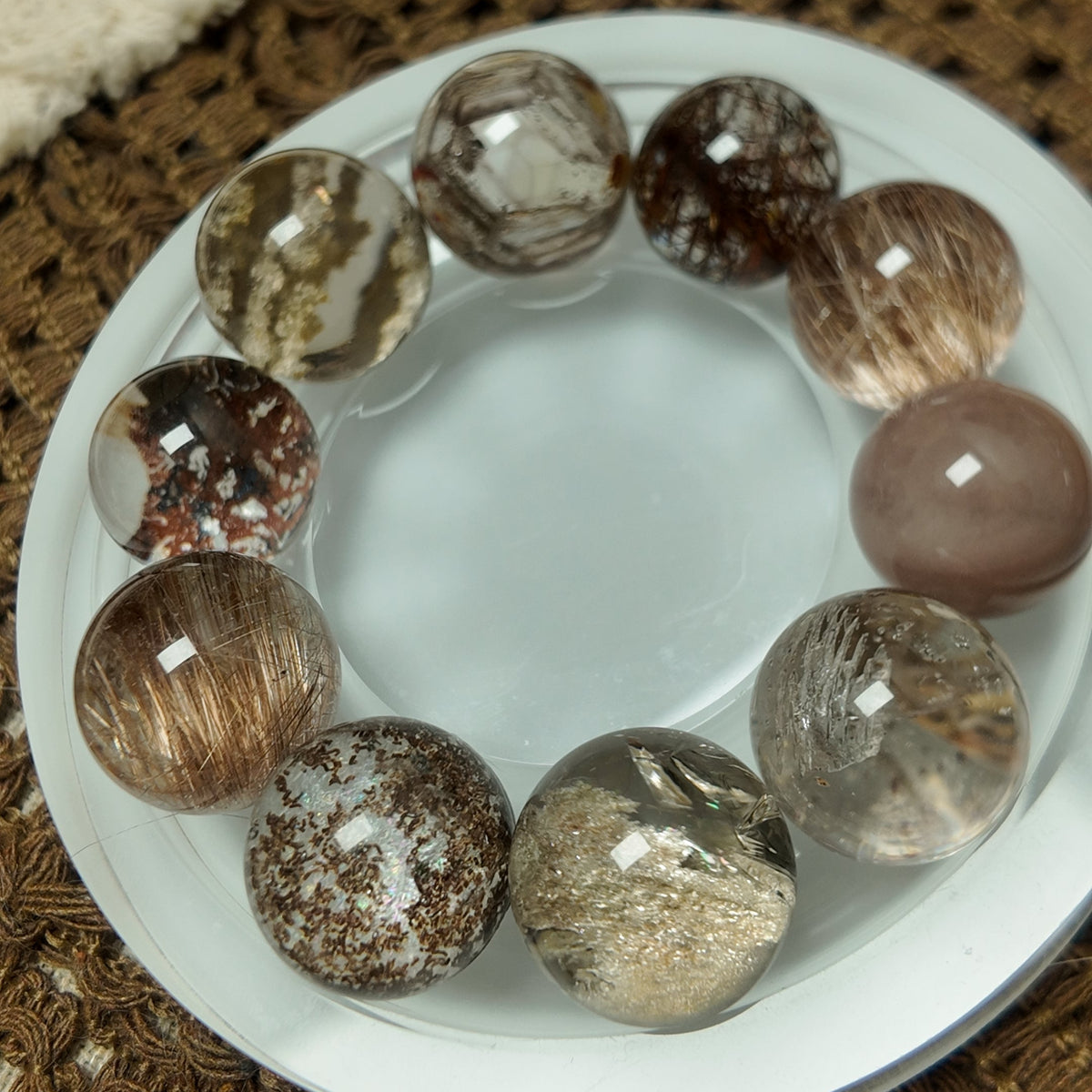 "Earth & Ember" — Curated Mixed Inclusion Quartz Bracelet