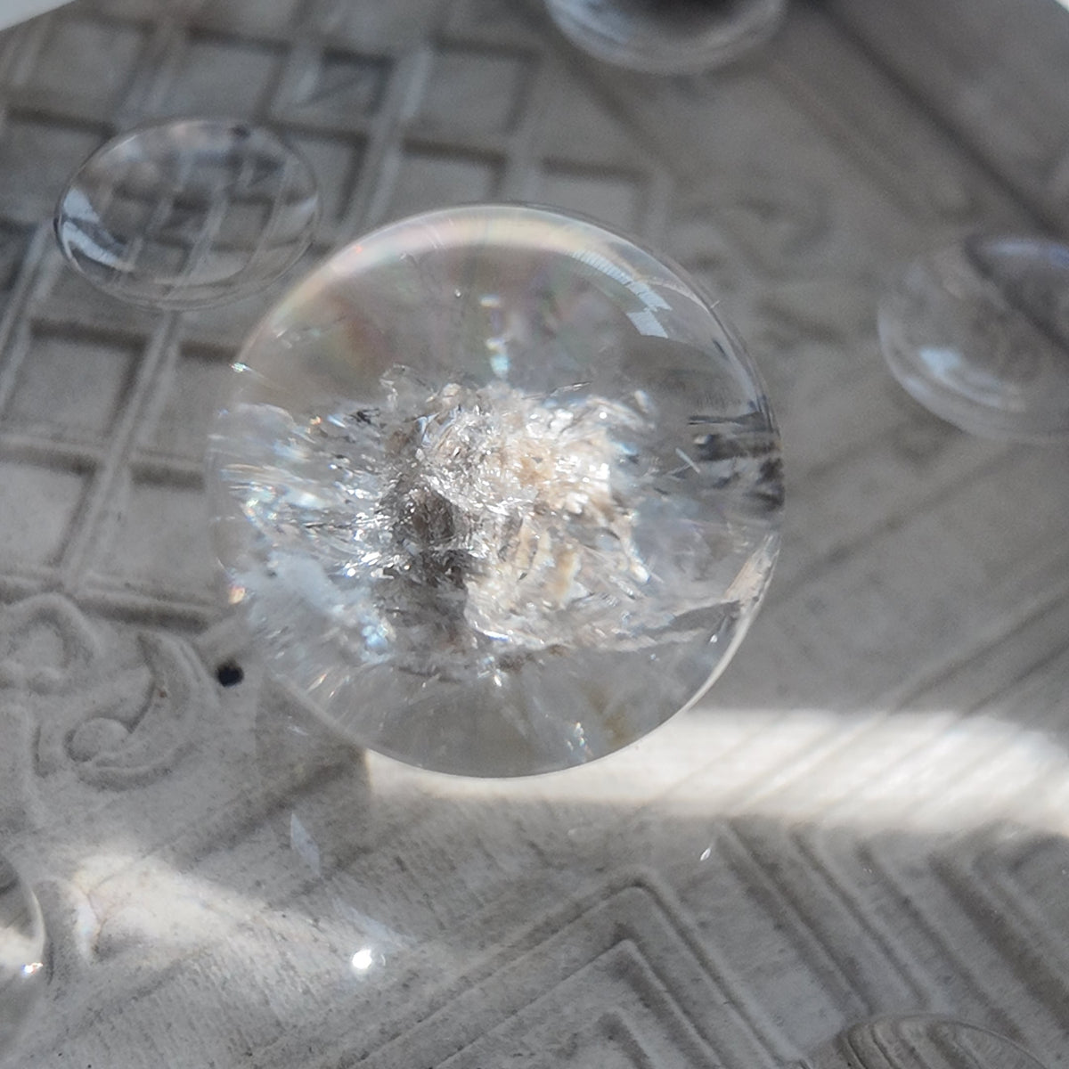 “White Rose” White Clay Skeletal Quartz Single Bead
